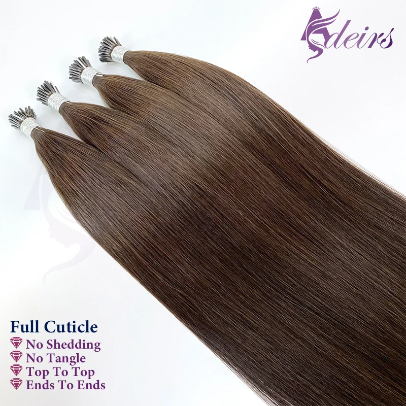 ADEIRS Virgin Hair I Tip Hair Extensions Natural Real Human Fusion Keratin Capsule Black Brown Blonde Straight