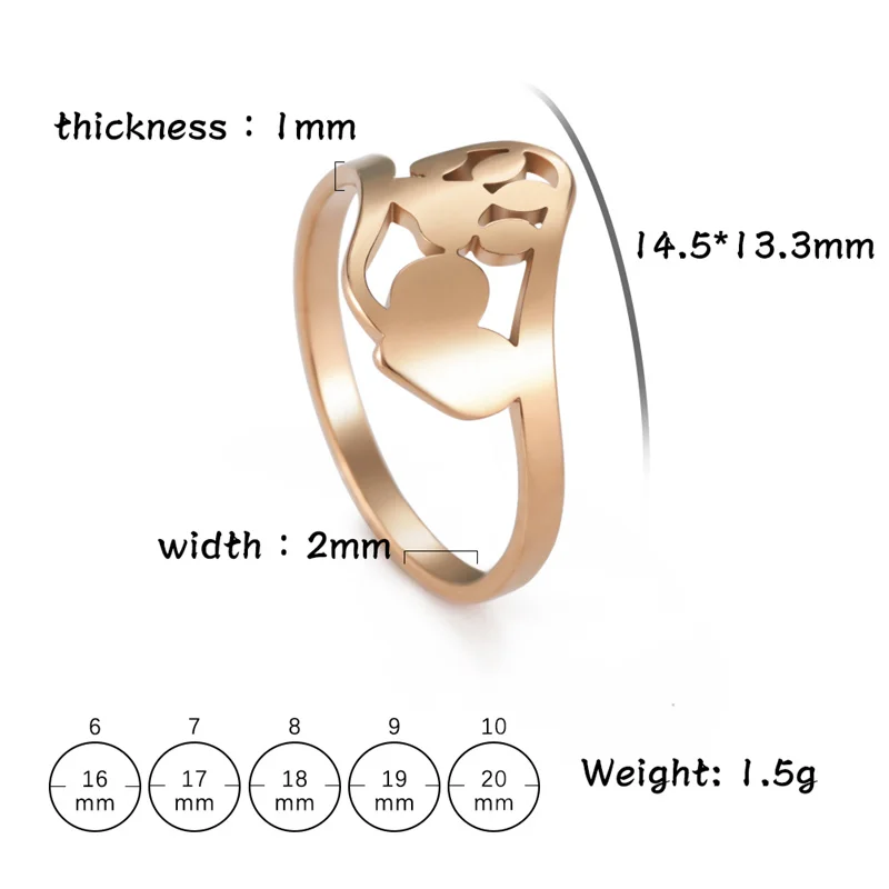 Minimalist Rings Dog Bone Paw Girls Gold Color Stainless Steel Ring Women's - PeticaDeals