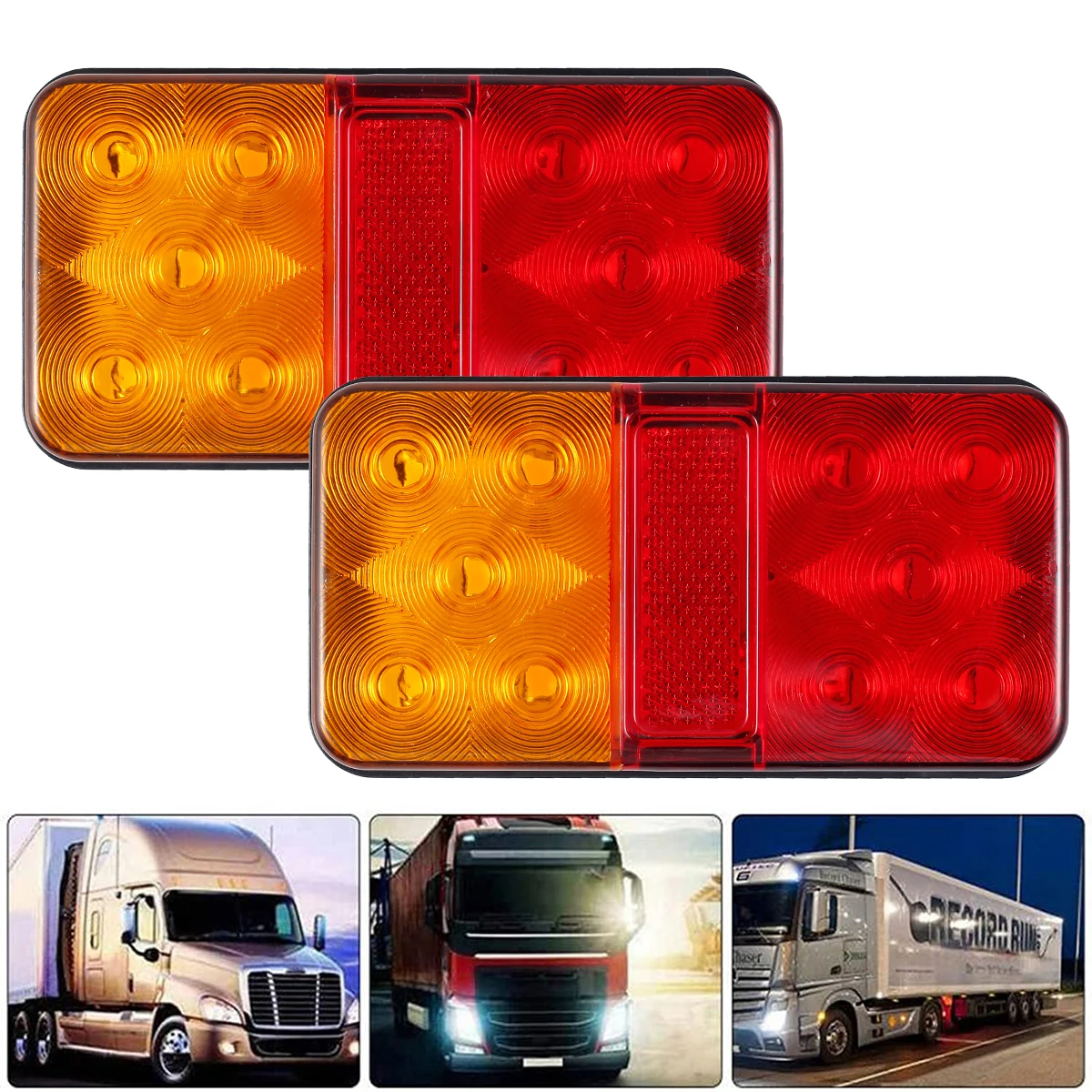 Waterproof LED Trailer Tail Lights 12V Rear Stop Brake Turn Lights
