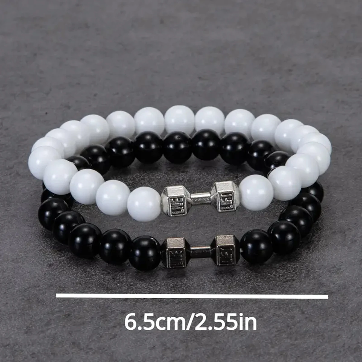 Set of 2 Men's Fashion Alloy Dumbbell Bracelets - 4 Stylish Designs