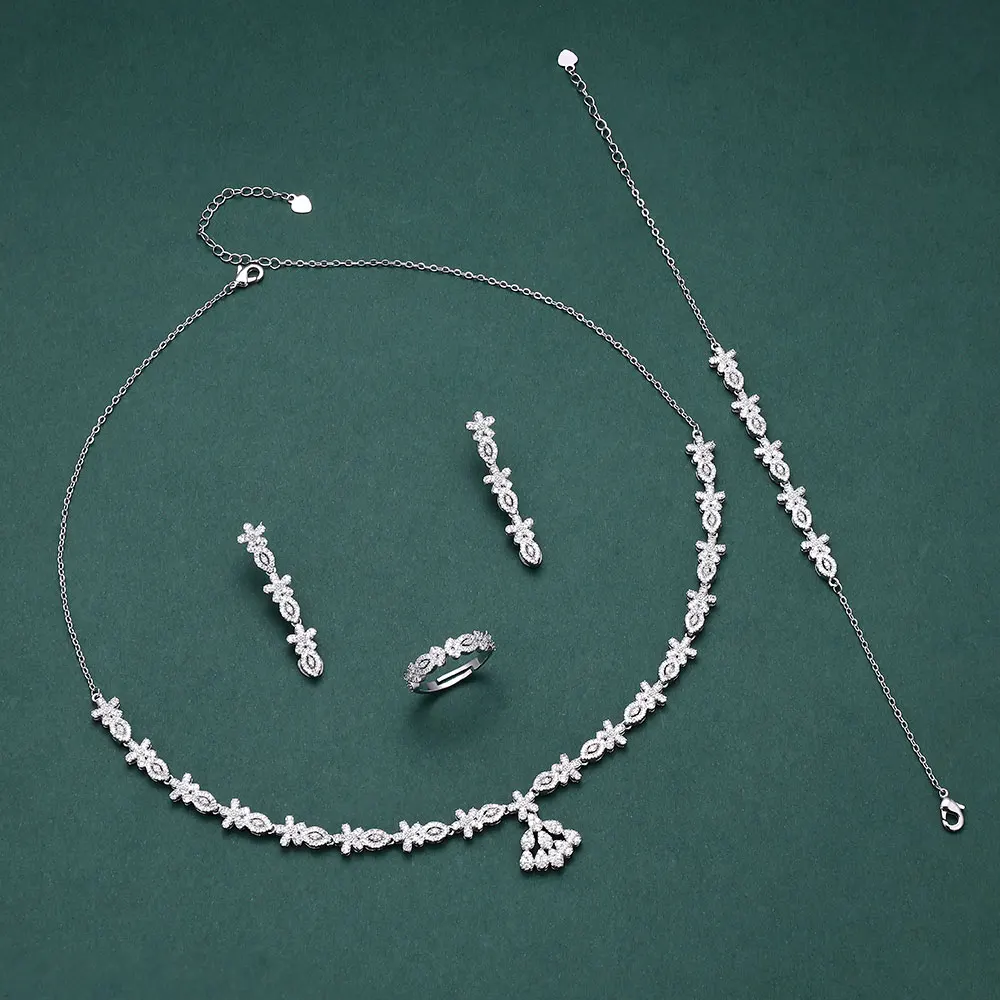 

Женский Свадебный комплект из колье и серёг, с фианитом