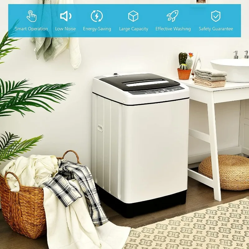 Giantex Full Automatic Washing Machine, 2 in 1 Portable Laundry Washer 1.5Cu.Ft 11lbs Capacity Washer 4