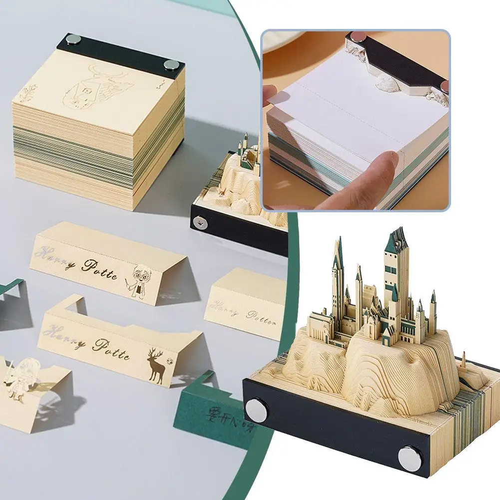 

Big Castle 3D Notepad Paper Sculpture Artwork DIY Note Originality Retro Notepad Art Architecture Sticky Note Building Crea E5I8