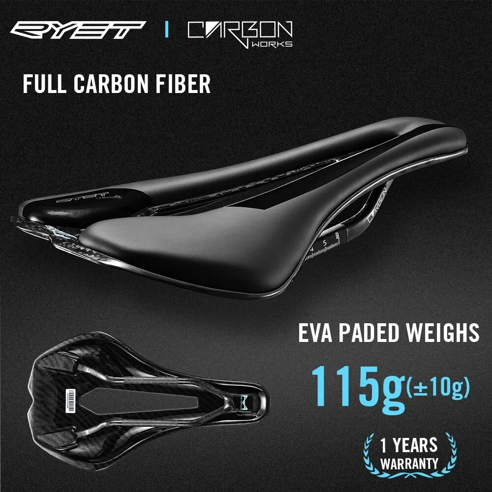 Bicycle Saddle Bicycle Seat Cushion Bike Riding Cushion RYET Carbon 3D Printed Ultralight Road MTB Seat Racing 7x9mm EVA 115g