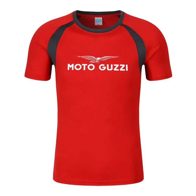 Moto Guzzi 90 Motorcycle 2024 New Summer Sell Well Casual Eight-Color Breathable Round Neck Simplicity Short Sleeve Streetwear