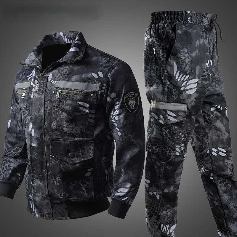 Spring Autumn Thickened Camouflage Suit Men Wear-resistant Dirt-resistant Labor Work Clothes Factory Workshop Tactics Tooling 3