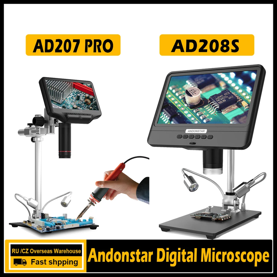 10 Inch LCD Digital Microscope with LED Light, 1080P Resolution Adjustable Zoom Digital Microscope for Industrial SMD SMT Electronics Repair Soldering