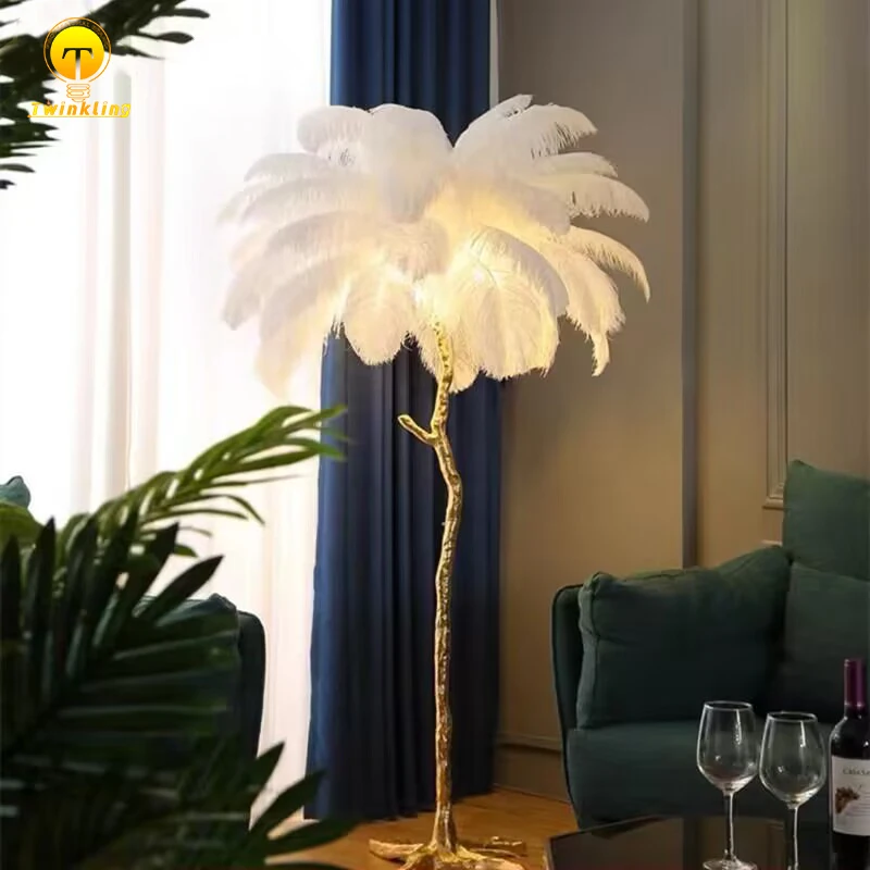 Nordic dekoration boden lampe für wohnzimmer decor licht straußen feder  lampen hoch lampen für schlafzimmer stehend lampe LED beleuchtung -  AliExpress