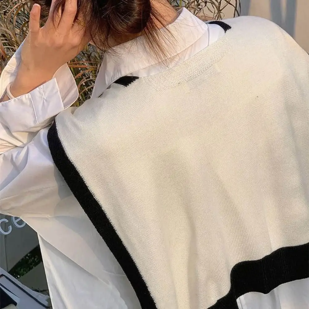 Fashion Fiber Knitted Shawl Striped Keep Warm Detachable Collar Knitted Lace Tie Fake Collar Unisex