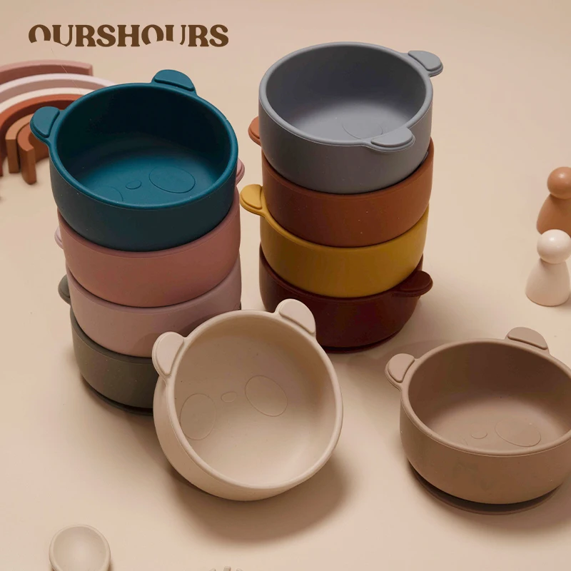 

Пищевая силиконовая миска для кормления младенцев мультяшная панда Нескользящая посуда для малышей обеденная посуда без BPA детские вещи