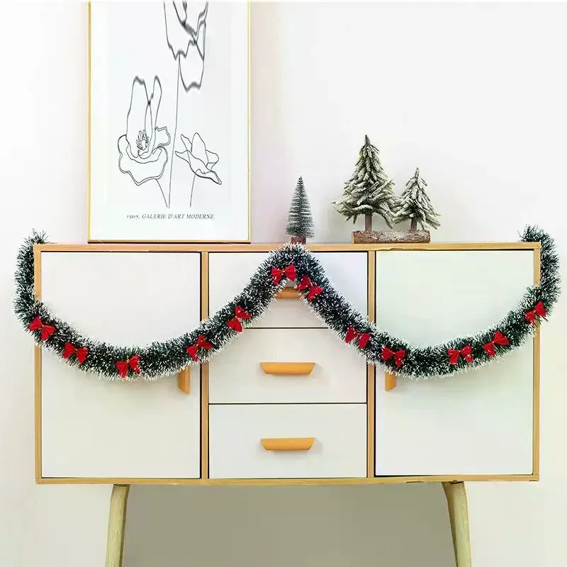 1PCS 2M Christmas Tree Tinsel Garland Christmas Decor For Home 2026 Metallic Twist Garland Xmas Ornament New Year Party Decor