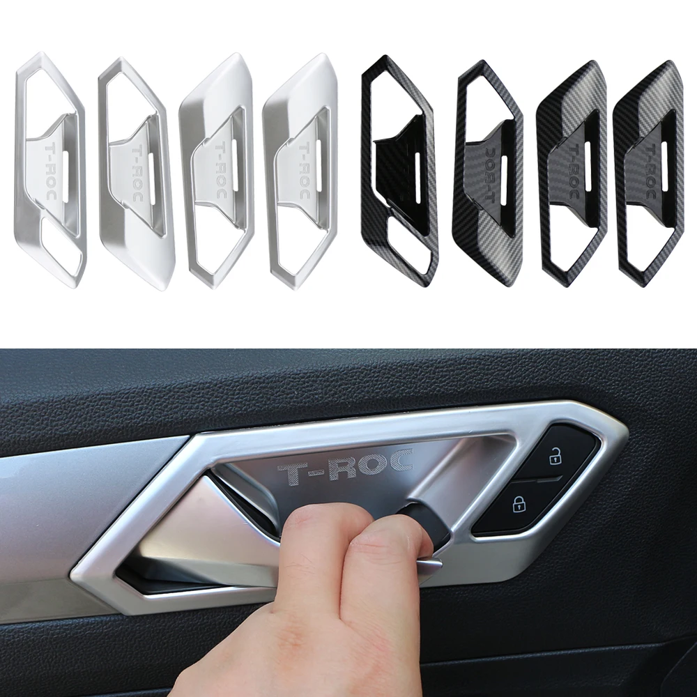 

Accessories For VW Volkswagen T-Roc TRoc 2018-2023 Inner Door Handle Bowl Cover Frame Panel Trims Sticker Car-Styling
