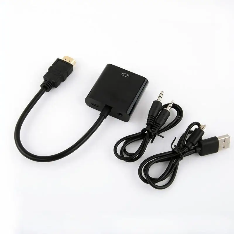 HD 1080P HDMI To VGA Cable Converter With Audio Power Supply HDMI Male To VGA Female Converter Adapter for Tablet laptop PC TV hdmi to vga adapter cable vga cable adapter vga to hdmi converter
