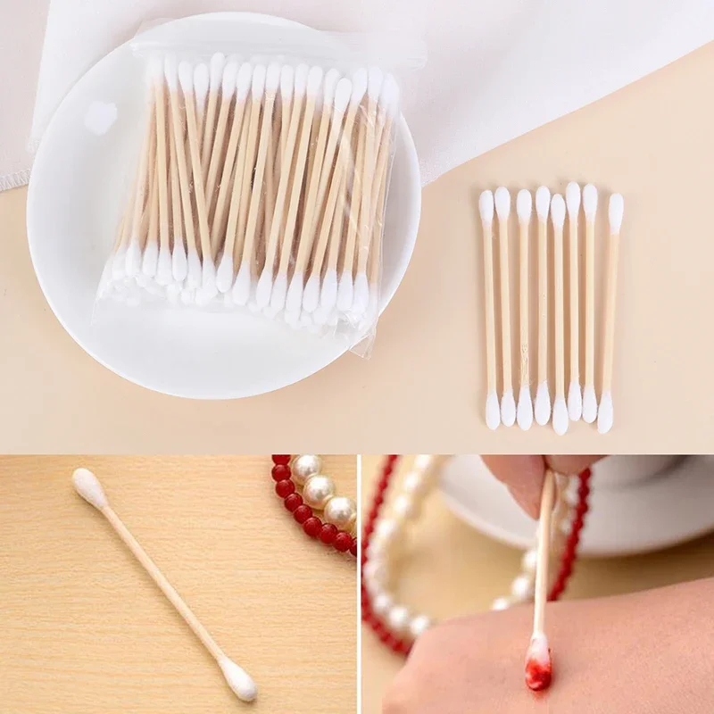 100/500/1000Pcs Double Head Disposable Makeup Cotton Swab Soft Cotton Buds For Medical Wood Sticks Nose Ears Cleaning Tools 2
