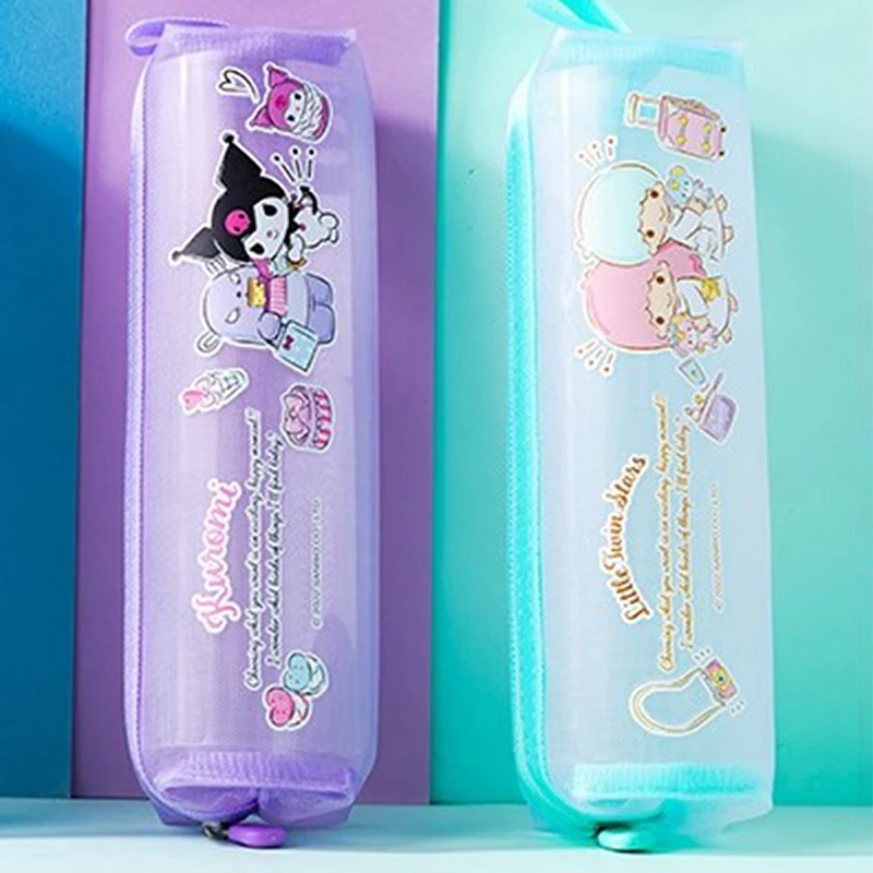 

Сетчатый пенал для ручек, канцелярские товары, милый пенал в стиле Cinnamoroll My Melody, вместительный карандаш для студентов, сумки для ручек с отверстиями