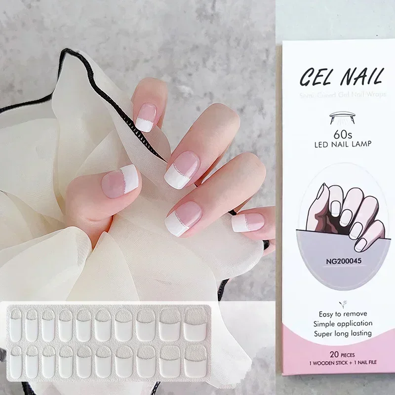 Brand Pure Nail Charms Sticker Gel Nails Streps Semi Cured GelNail Polish Film Sticker Full Cover Gel Nail UV Lamp Need