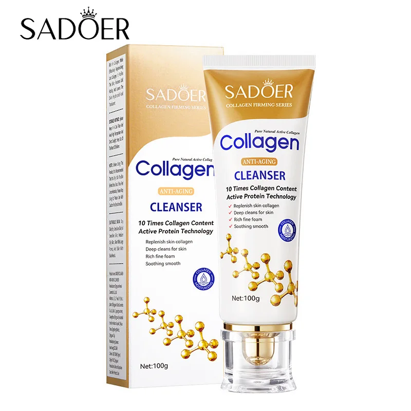 SADOER Collagen Facial Cleanser skincare Firming Moisturizing Face Cleansing Face Wash Foam Cleanser Skin Care Products