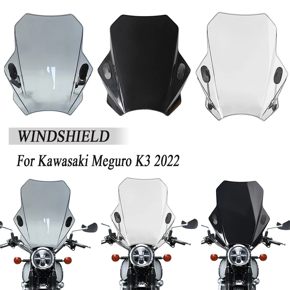 For Kawasaki Meguro K3 2022 Universal Motorcycle Windshield Glass Cover Screen Deflector Motorcycle Accessories