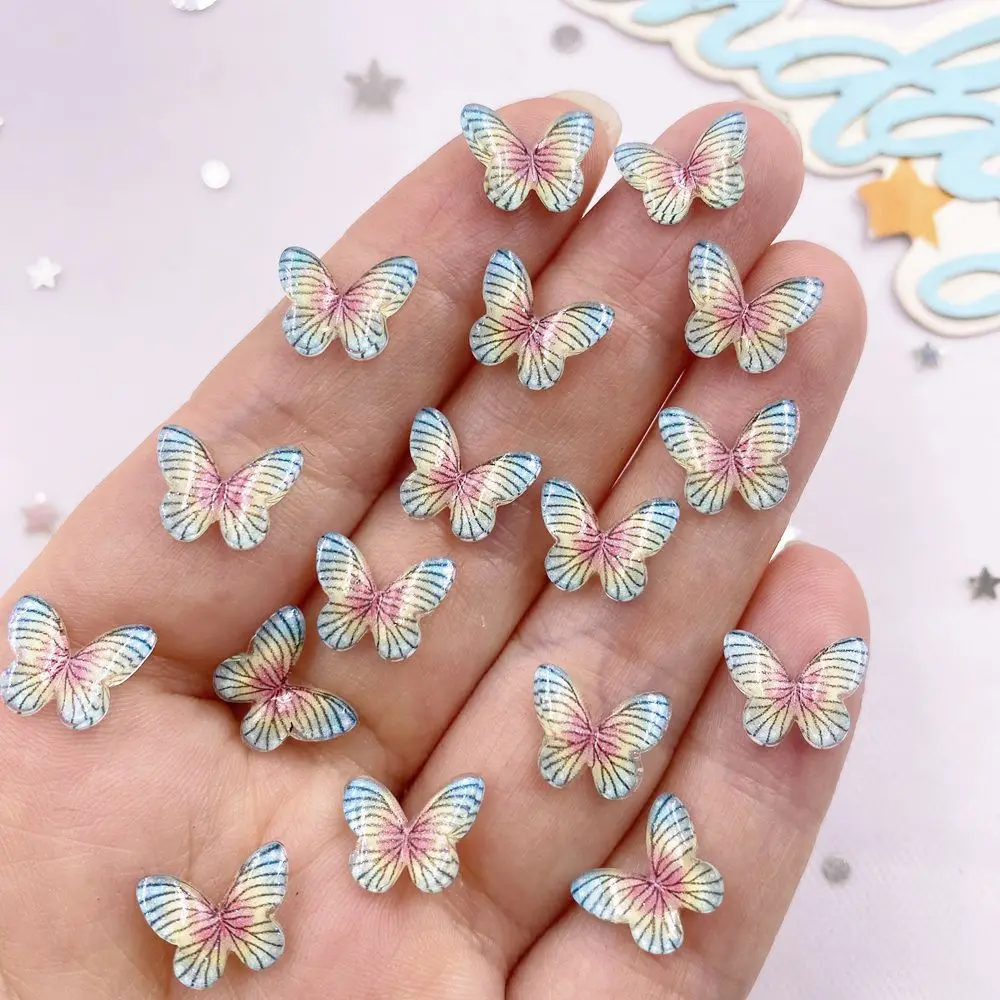 50PCS 10mm 사랑스러운 수지 다채로운 미니 크리스탈 아름다운 나비 플랫 백 라인 석 DIY 네일 아트 쥬얼리 공예 액세서리