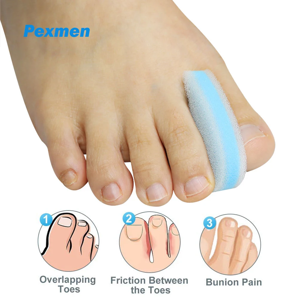 

Pexmen 2/4Pcs Foam Toe Spacers 3 Layer Toe Separators for Toes Relief Friction Hammer Toes Overlapping Toes and Prevent Corns