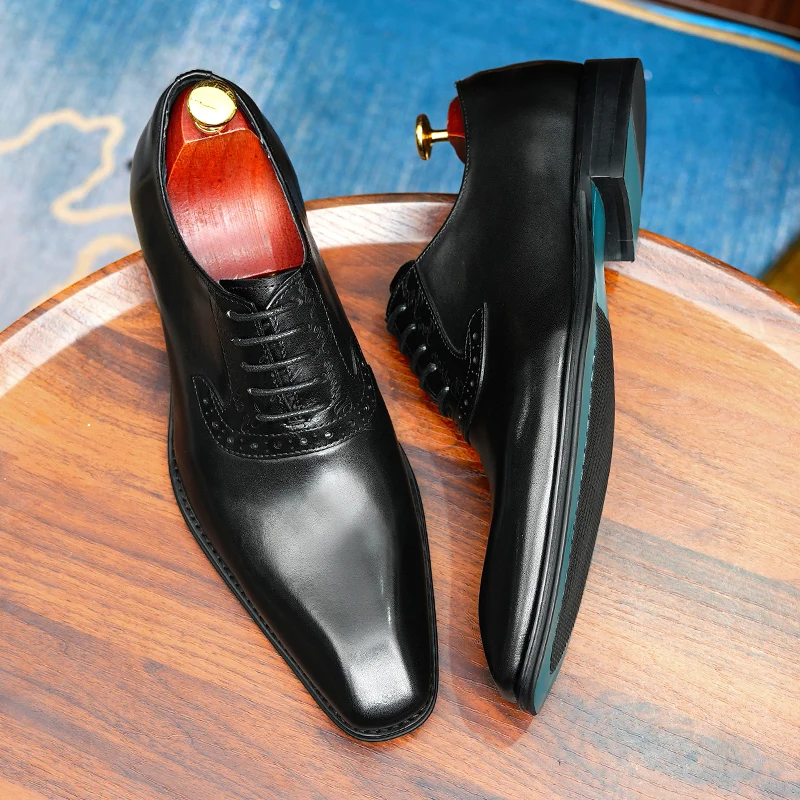 Hand-rubbed cowhide leather shoes for men, business formal shoes 3