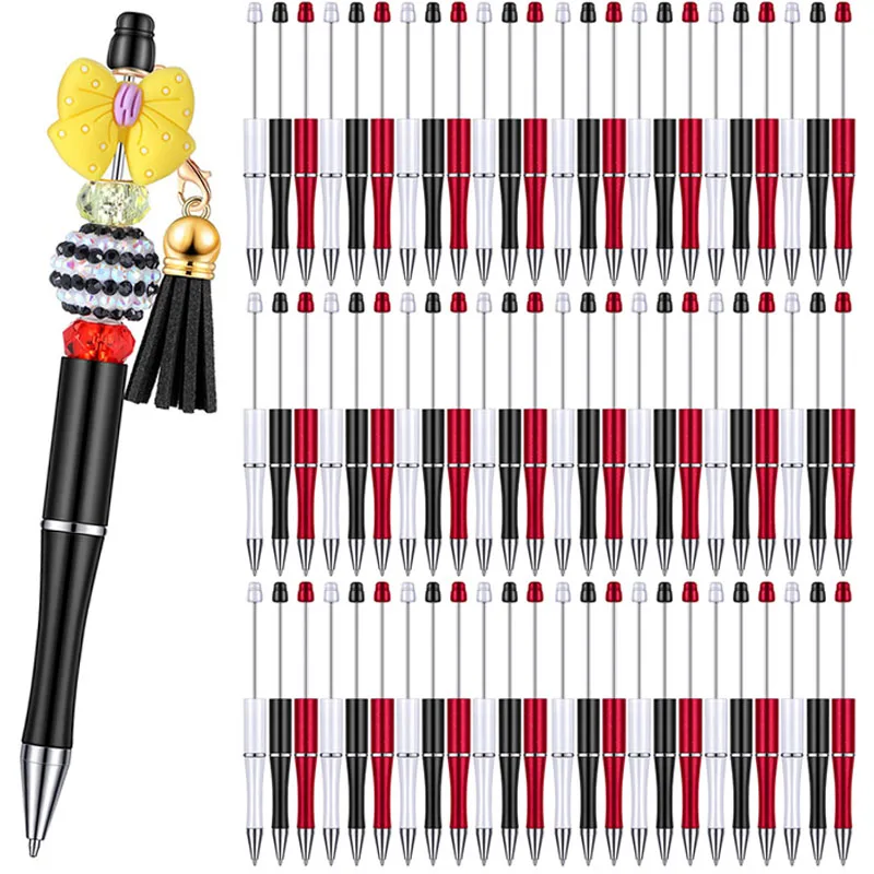

30Pcs Christmas Beadable Pens Bead Pens DIY Plastic Bead Pen Xmas Tree Bead Pen for School Office Gifts Craft Party Supplies