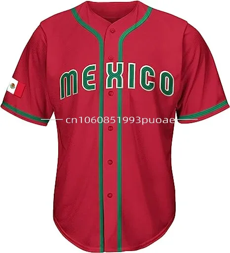 2024 Mexico Baseball jersey 3D Print Mesh Free Custom Name Baseball Shirt Men's Street Oversize Apparel Short Sleeve Sportswear 5