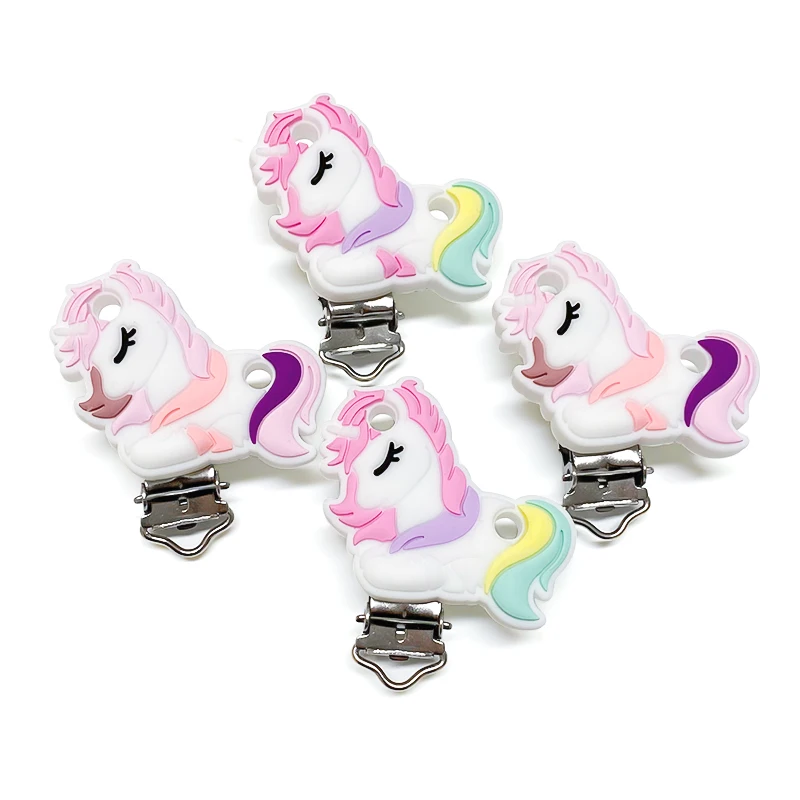 3/10pcs Silicone Unicorn Beads Teether Food-Grade Chewing DIY Nipple Chain Jewelry Accessories