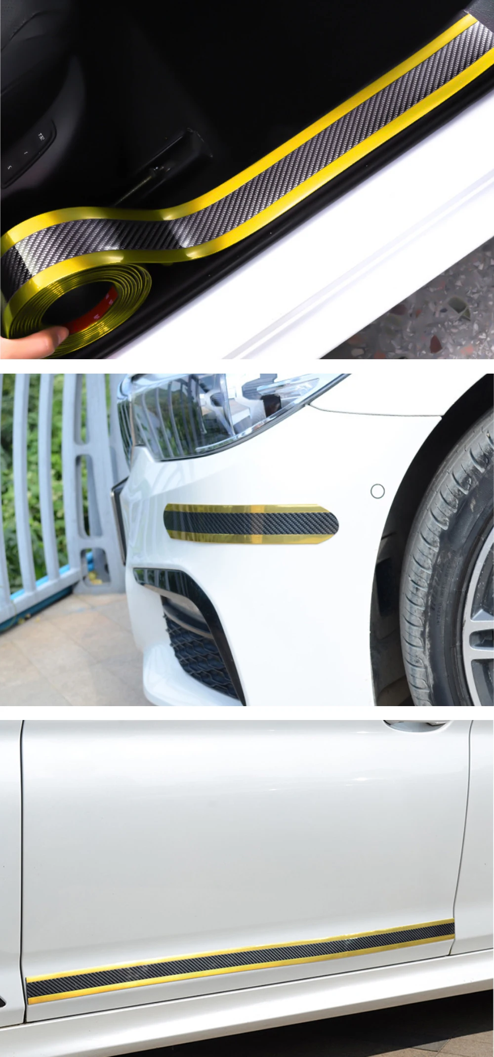 modified decals Car Scratchproof Stickers Carbon Fiber Auto Door Sill Bumper Trunk Anti-collision Strip Car Styling Threshold Protector Film car window stickers