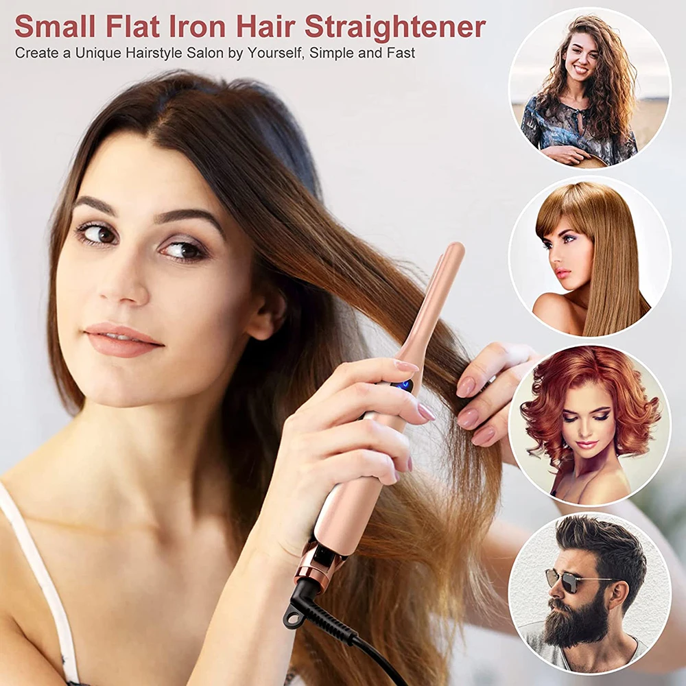 3/10 Inch Pencil Flat Iron Small Flat Irons for Short Hair Beard and Pixie Cut Mini Ceramic Tourmalin Hair Straightener 6