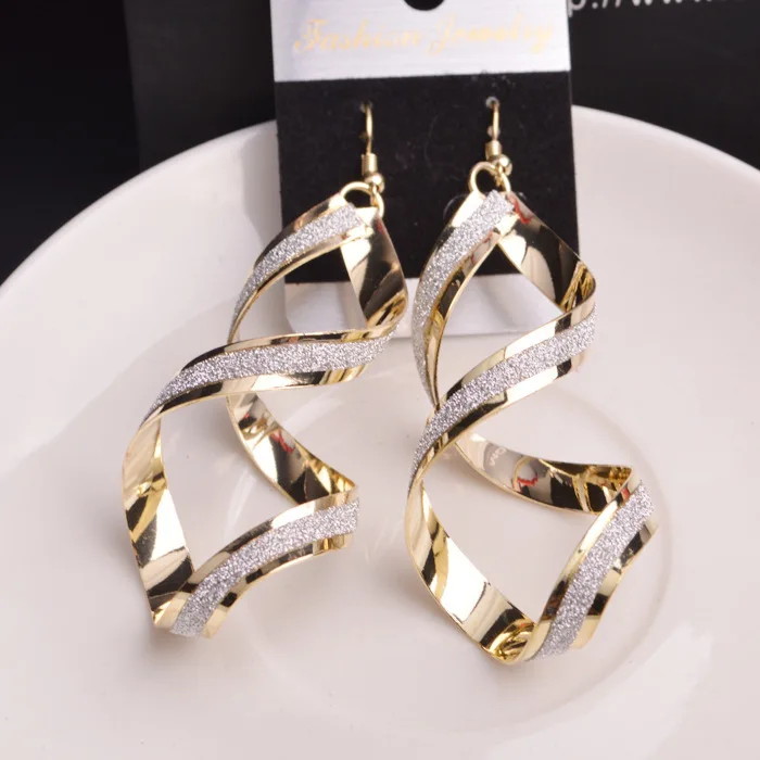 Punk Gold Silver Color Metal Spiral Earrings For Women Long Wave Dangle Drop Earings Statement Jewelry dangle earrings drop earrings long earrings