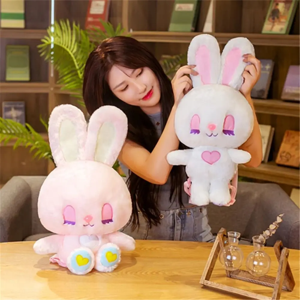 Stuffed Animals Toys Bunny Doll Children Plush Schoolbag Stuffed Backpacks Rabbit Shoulders Bag Rabbit Plush Backpack korean kids backpack round kawaii children s handbags for girl kindergarten boy schoolbag cartoon bear bunny toddler bag