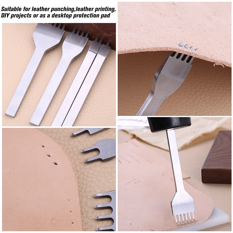 KRABALL 4PCS/Set Spacing Punch Hole Punching Tool Hand Hole Punches Leather Craft Tool For Wallet Belt 3/4/5/6MM leather hole puncher leather hole punch leather punch tool hole punch cutter set round hole punch cutter set round hole punch set