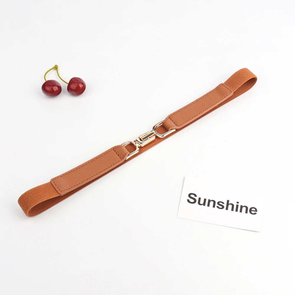 Women Skinny Belt for Dresses Ladies Fashion Elastic Belts Waist Band Cinch Waistband - 2