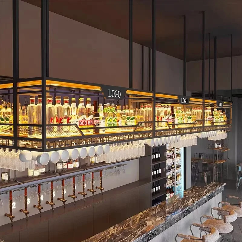 Luxury Alcohol Cocktail Commercial Liquor Showcase Bar Wine Cabinets Modern Zero Living Room Table Space Saving Wine Rack
