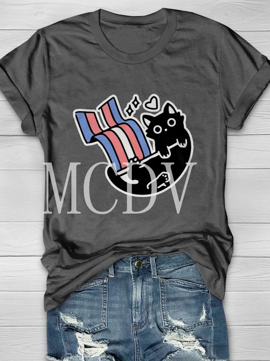 

2023 Summer Men's Printed Casual Crew Neck Short Sleeve T-Shirt LGBT Cat Casual 3D Printed T Shirt