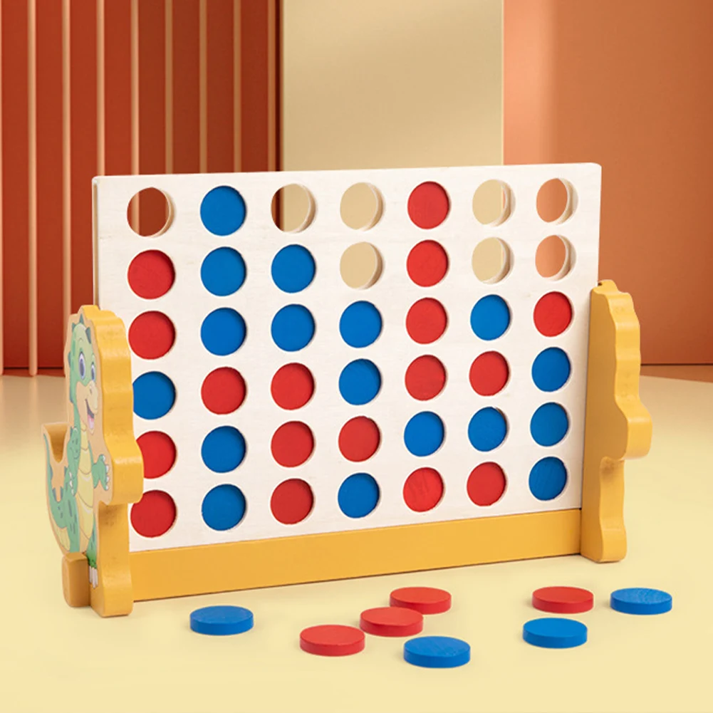 4 in A Row Wooden Connect Board Game Wood Connect Game Four in A Row Family Board Classic Strategy for Kids and Adults