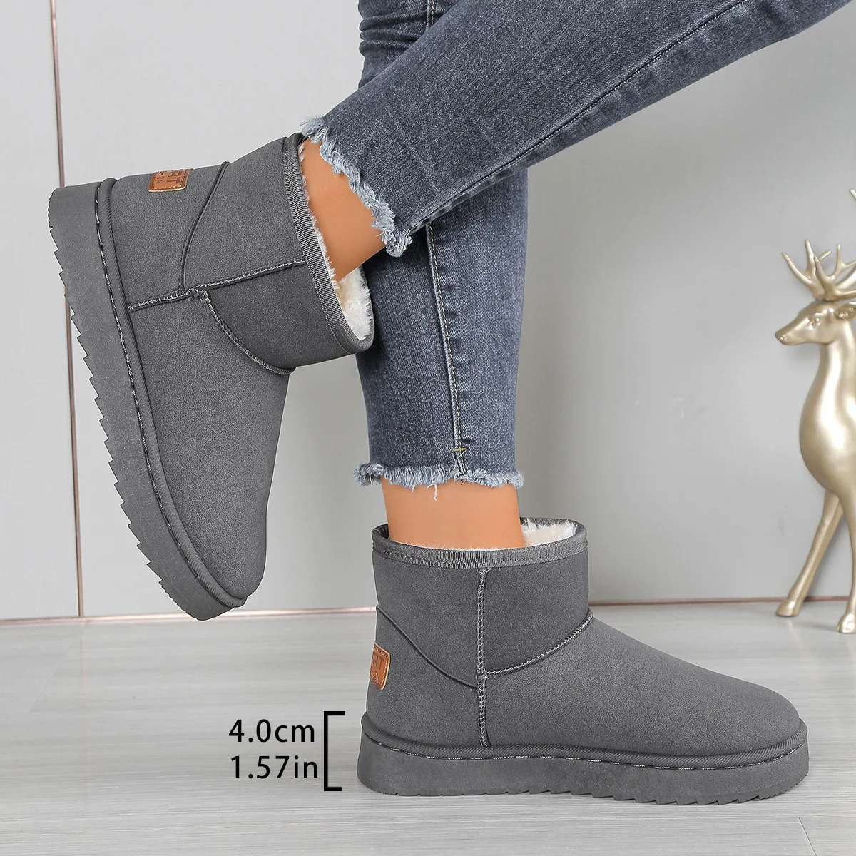 2025 Women's New Brand Flat Heel Short Barrel Snow Boots Women's Autumn/Winter Thickened plush and Warm Cotton Shoes Snow Boots