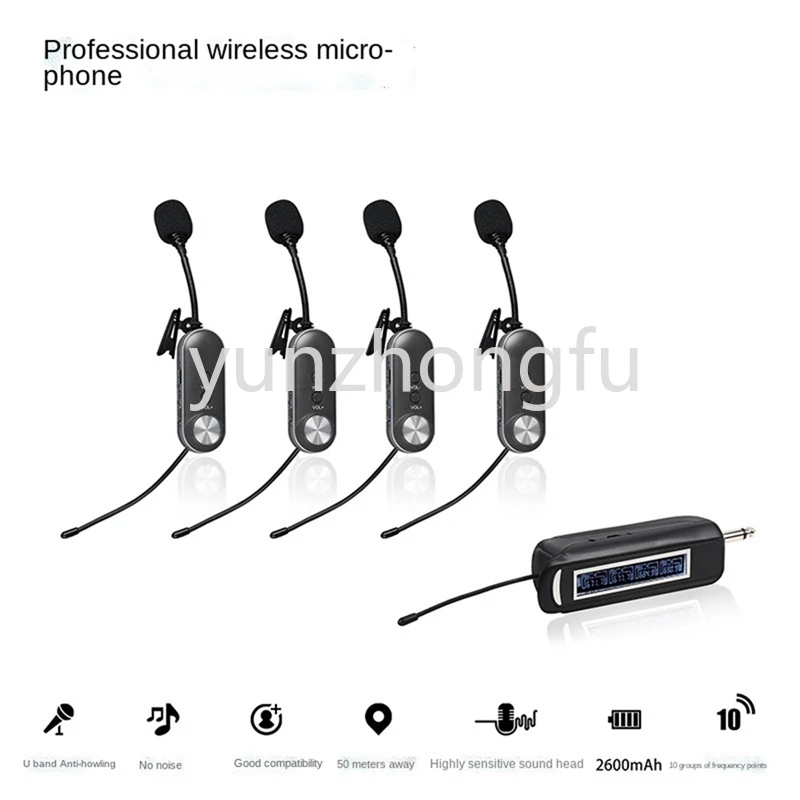 Sistema de microfono Lavalier inalambrico, 4 canales, para Iphone, camara DSLR, Youtube, Podcast, Vlog A