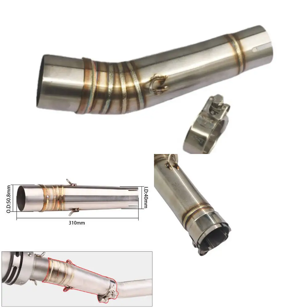 ท่อเชื่อมต่อไอเสียกลางสำหรับรถมอเตอร์ไซค์ Honda NC700 NC750x NC700x NC750 ขนาด 51 มม. ท่อไอเสียรถมอเตอร์ไซค์ 1