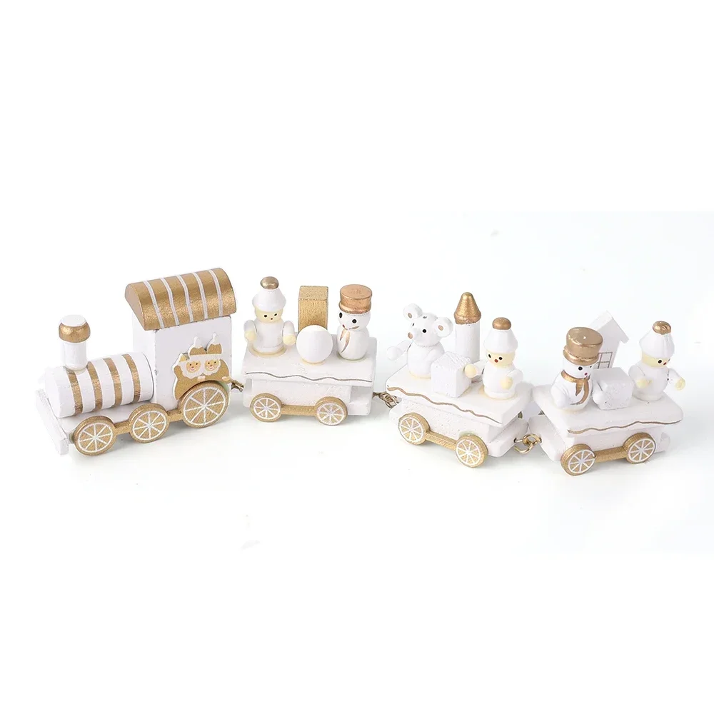 thumbnail image 1 of Tren de Navidad de madera pintada a mano, mini tren de Navidad de plástico, adornos navideños, adornos para fiestas, adornos de mesa de Navidad, 1 of 5