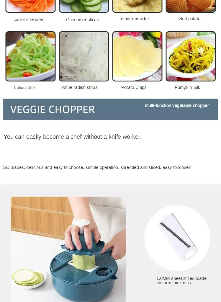 Description Picture 3 of itemKitchen multifunctional vegetable cutting tool, household silk slicer,radish slicer, potato slicer,and other multi-purpose tools