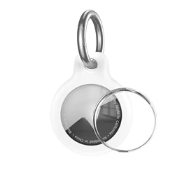 Enhanced AirTag Holder - Secure Wire Cable Keychain with Protective Case for Luggage, Keys, Backpacks, Pets (Waterproof A - White)
