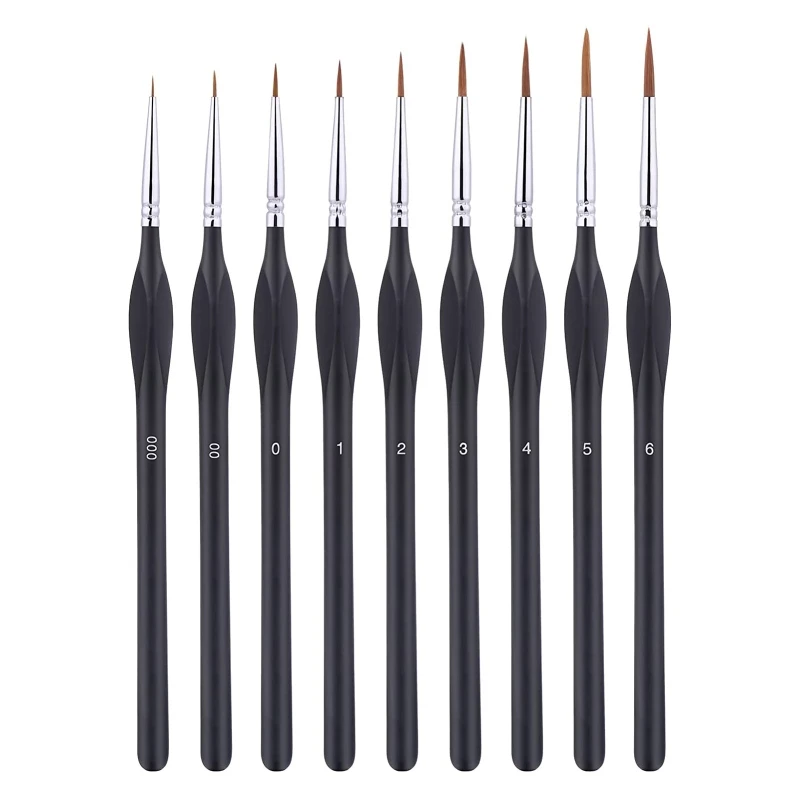 9pc Micro Detail Paint Brush Set Small Professional Miniature Fine