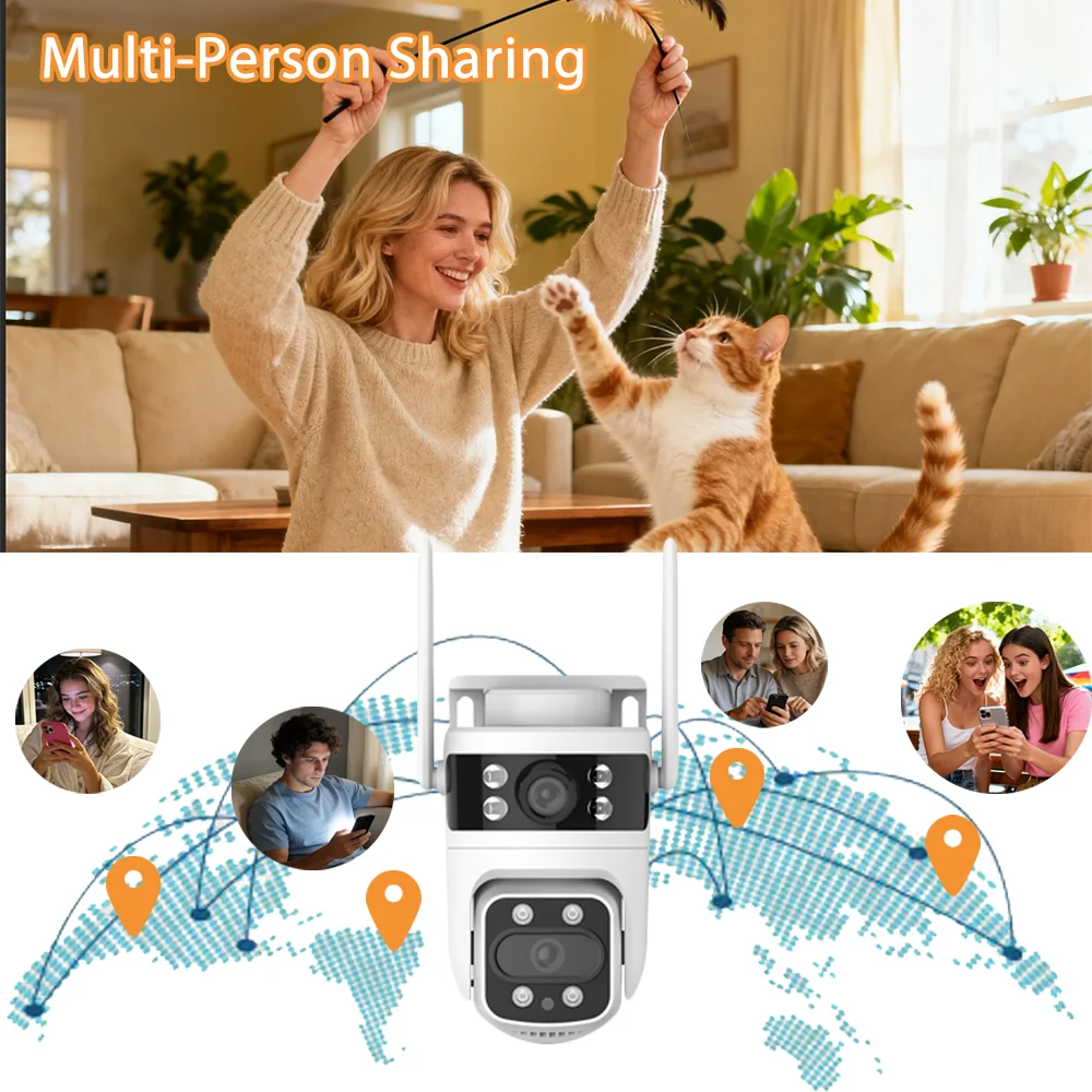 1-4pcs Y111 2K Dual Lens PTZ Outdoor Security Camera WiFi AI Human Detection Color Night Vision Two-Way Audio Smart Home Camera 4