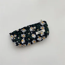 Floral Embroidery Corduroy Canvas Makeup Organizer Bag (2)