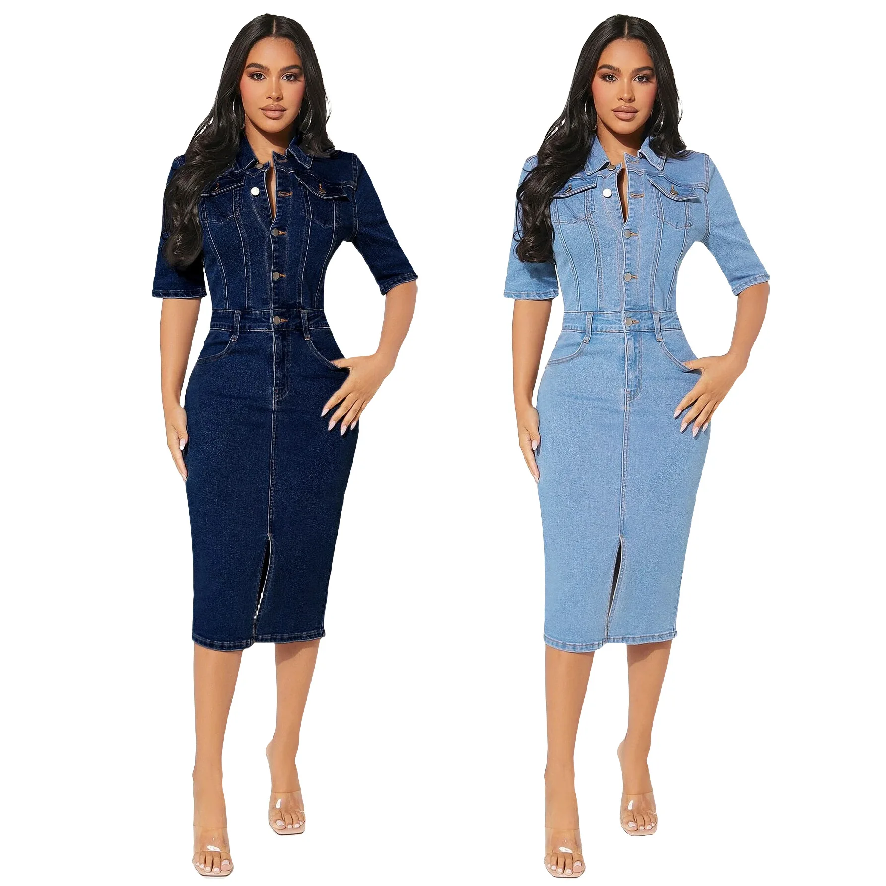 Robe Jean Longue Boutonnée - Style Décontracté - Plusieurs Tailles