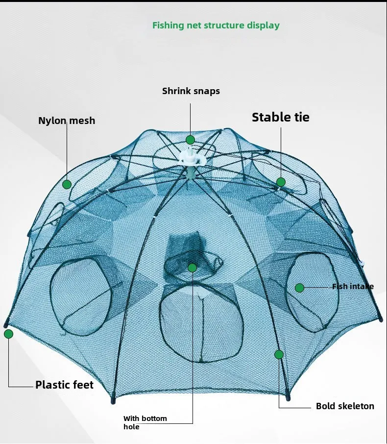Automatic Fishing Trap Fishing Net Catching Fish Shrimps Crabs Foldable Portable Set