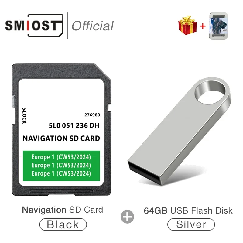 

32GB Memory Card for Skoda VW AS V19 2024 SMIOST Navi Card Europe UK GEN2 Compatible with MIB2 Amundsen Discover Media