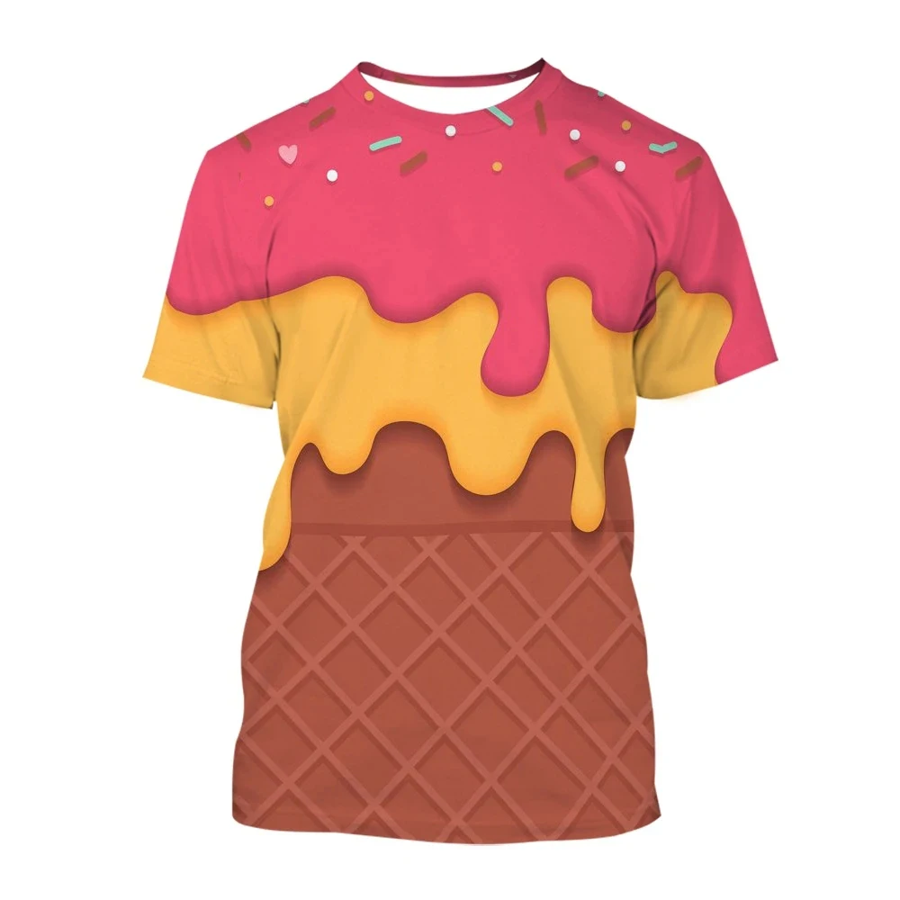 Ice Cream 3D Printing T Shirt Man Summer O-Neck Short Sleeve